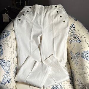 White House Black Market Slim Flare Elegant White Stretch Pants SZ 10